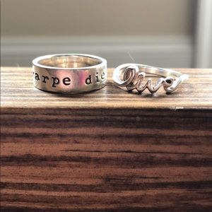 “Live” and “Carpe Diem” Ring Set